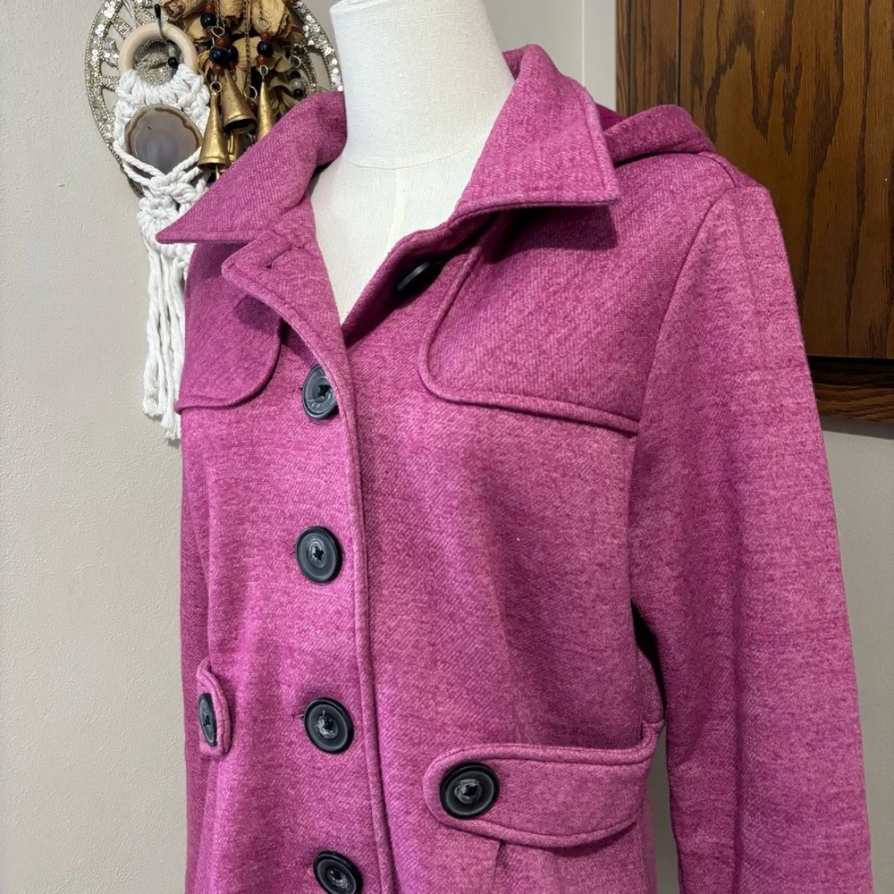 Purple Cotton Button Up Trench Coat Jacket Shacket Sweatshirt Size Large Y2K - Picture 2 of 11